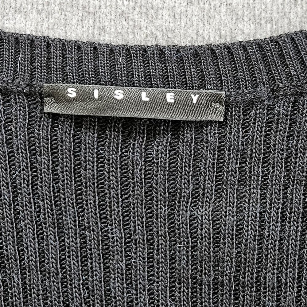 Sisley Sweater Dress Women S Black Long Puff Sleeves Boho Knit Alpaca Wool Blend - Picture 3 of 16